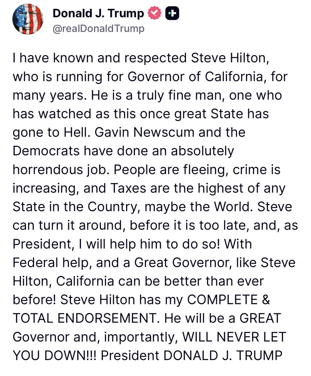 特朗普背书Steve Hilton竞选加州州长 特朗普背书Steve Hilton竞选加州州长