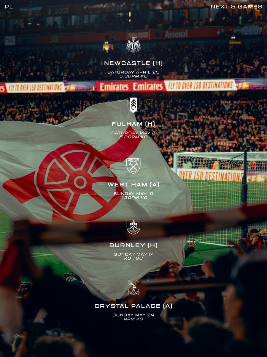 阿森纳官方“Game by game”赛程图