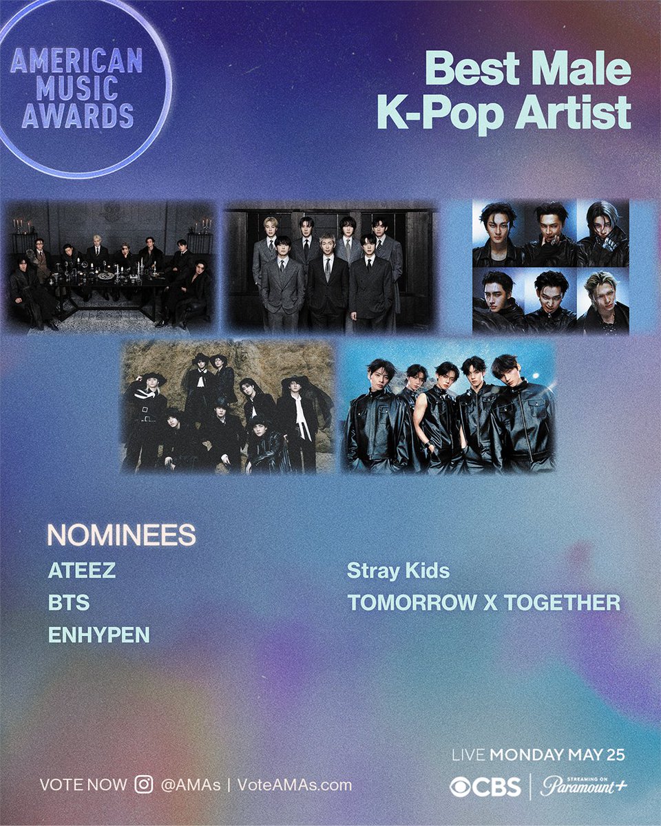 AMA 2026 Best Male K-Pop Artist nominees graphic