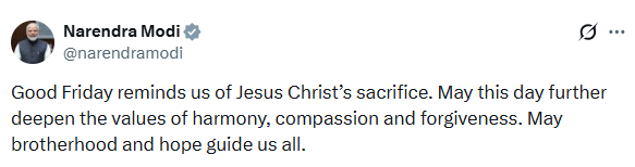 莫迪耶稣受难日祝福帖：35万点赞里的跨信仰温情
