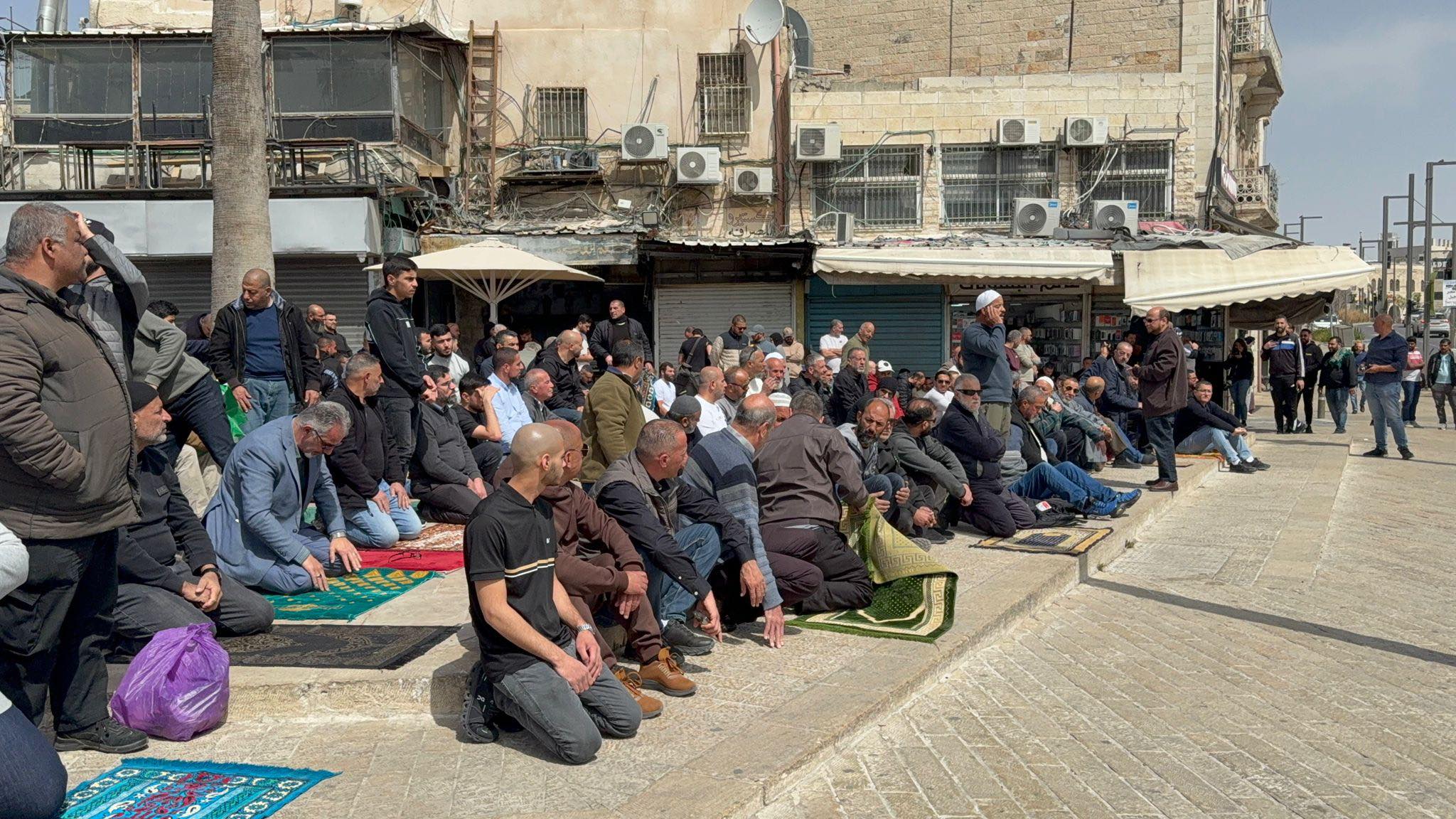 Worshippers perform fourth Friday prayer of Ramadan near Al-Aqsa amid continued closure