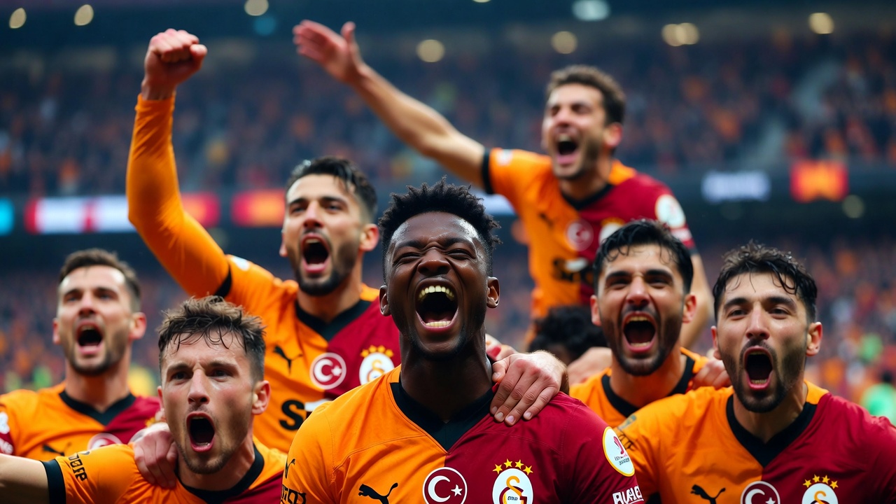 加拉塔萨雷进球后狂欢 球员Nhaga成焦点