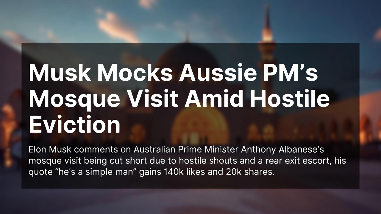 马斯克嘲讽澳总理清真寺访问遭敌对驱离