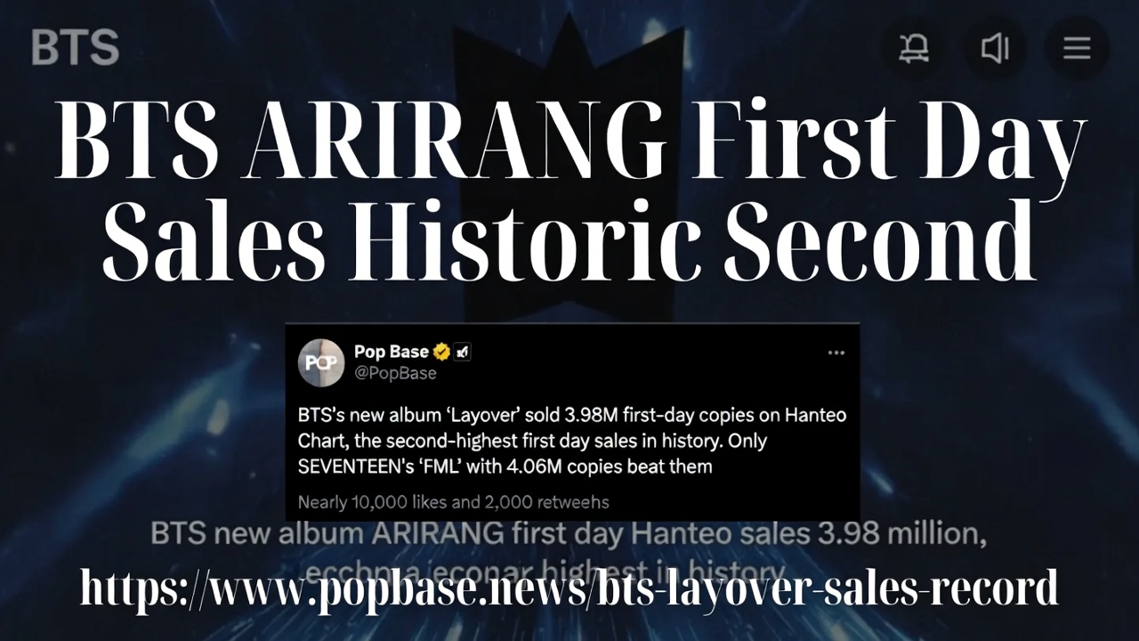 BTS ARIRANG首日销量历史第二