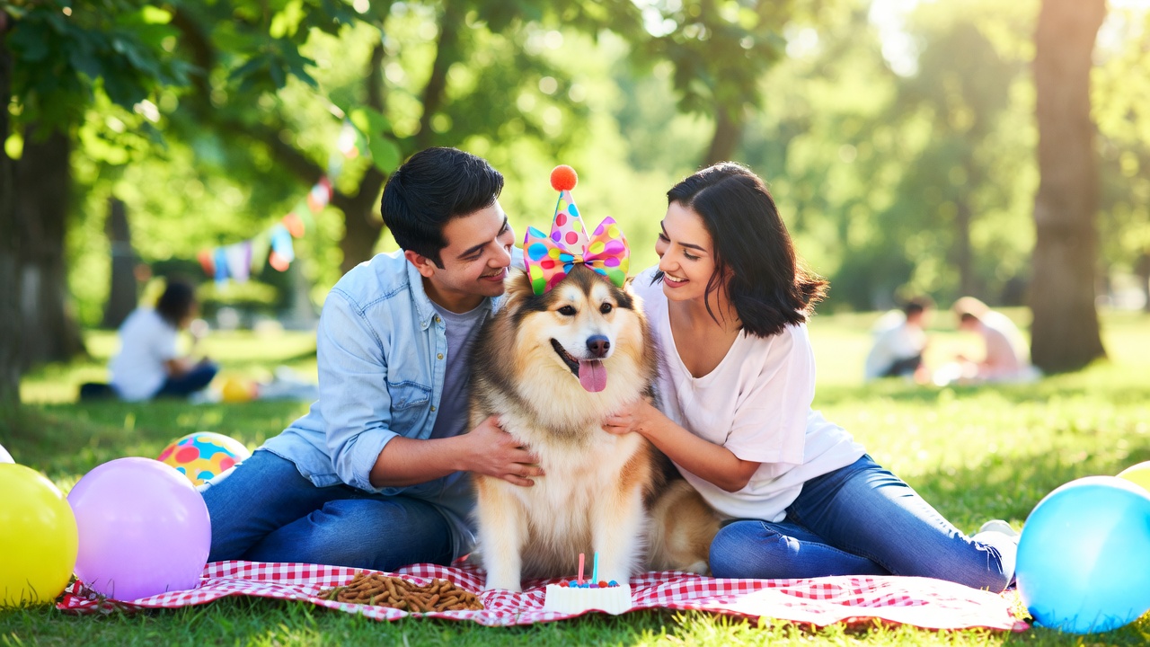 夫妇为爱犬办生日野餐视频走红