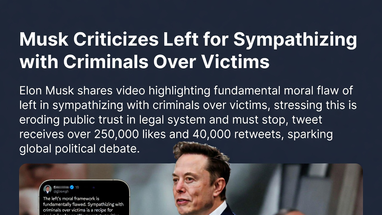 马斯克痛批左派“同情罪犯而非受害者” 马斯克痛批左派“同情罪犯而非受害者”
