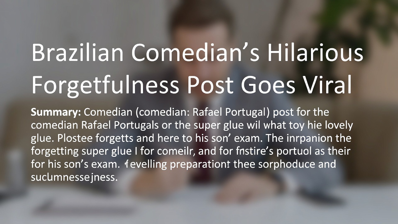 儿子考试零件忘胶水？巴西喜剧天王Rafael Portugal发帖自爆“完蛋了”！X上2.4万赞瞬间炸锅