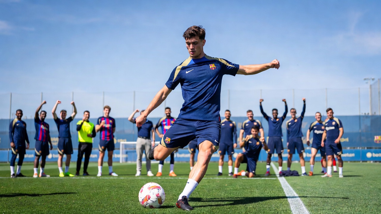 巴塞罗那中场加维伤愈回归训练