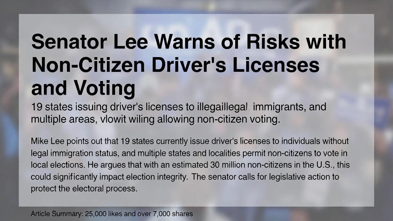 参议员李警告非公民驾照与投票隐患