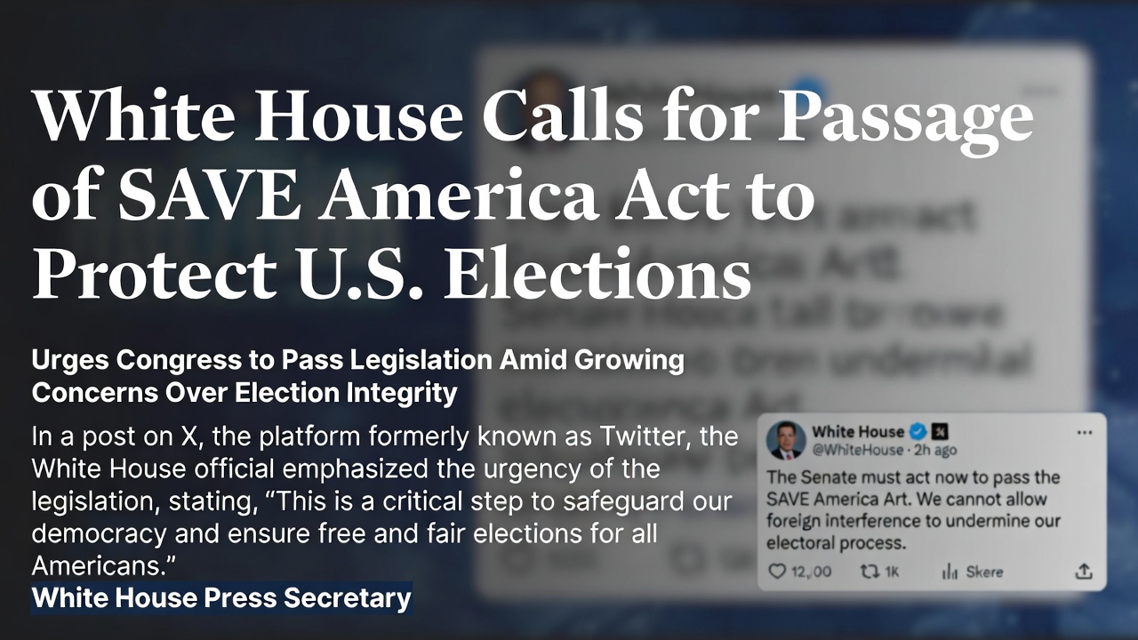 白宫呼吁通过SAVE America Act 白宫呼吁通过SAVE America Act