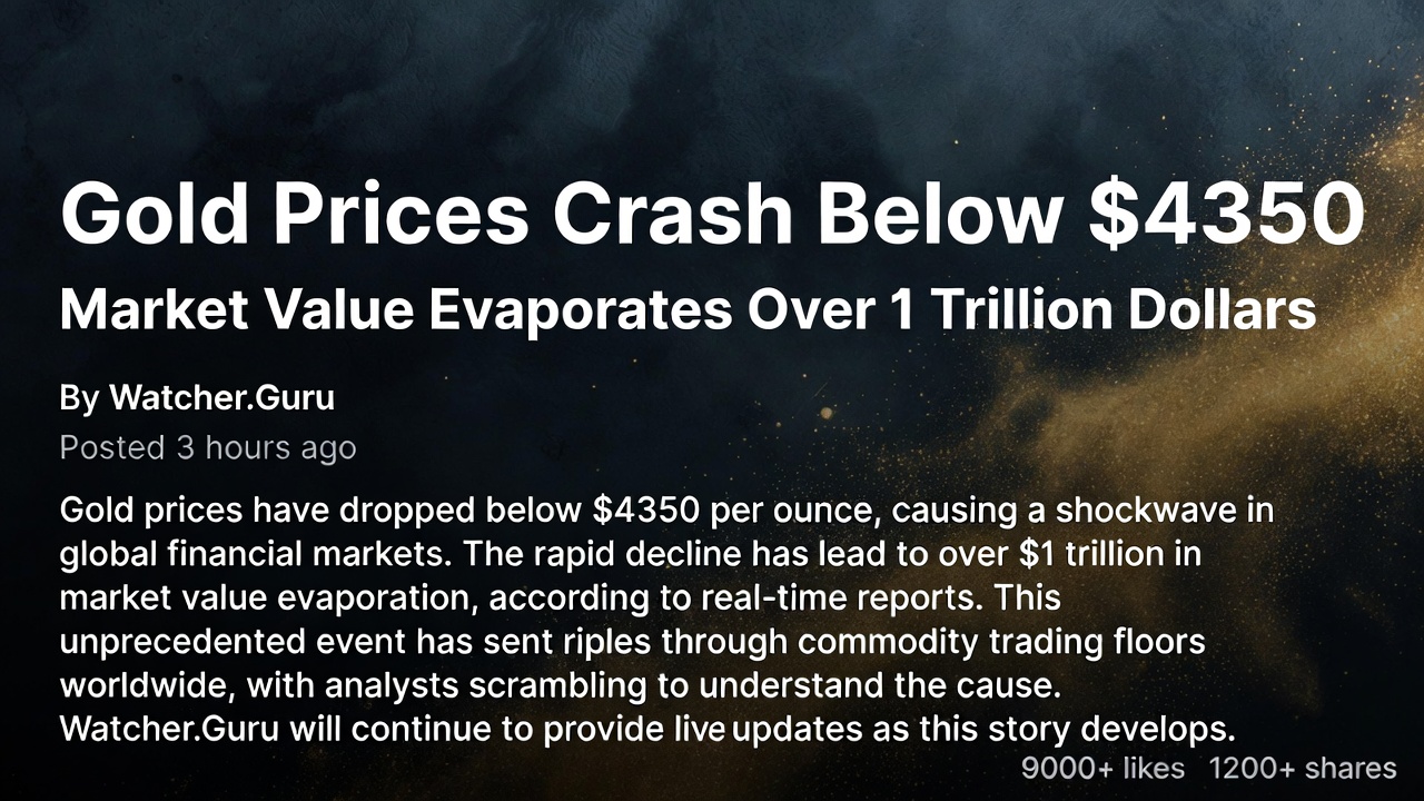 黄金价格闪崩至4350美元以下