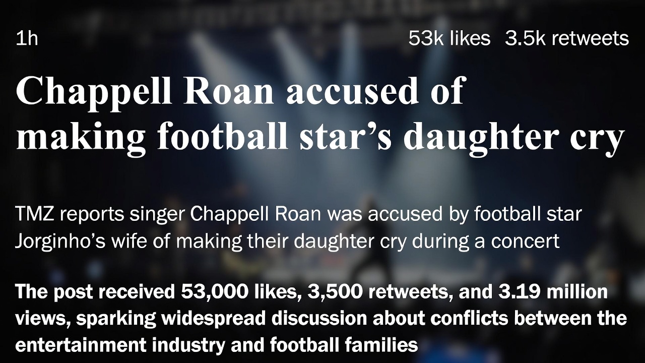 查普尔·罗恩被控让足球明星女儿哭泣 查普尔·罗恩被控让足球明星女儿哭泣